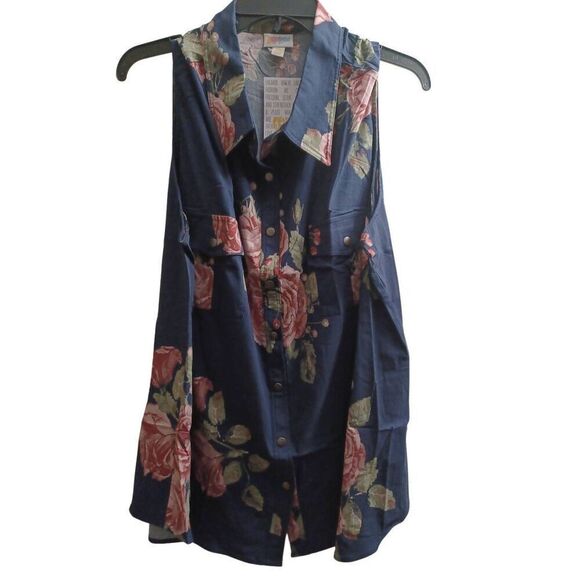 Lularoe Top Sleeveless With Snap Closure Color Multi Size 3X - Picture 1 of 3